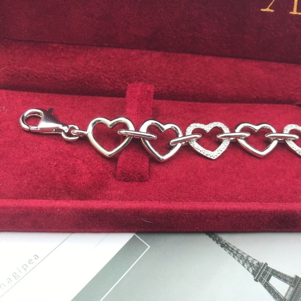 Authentic Affinity Diamonds Sterling Silver Hearts Bracelet - Picture 2 of 12